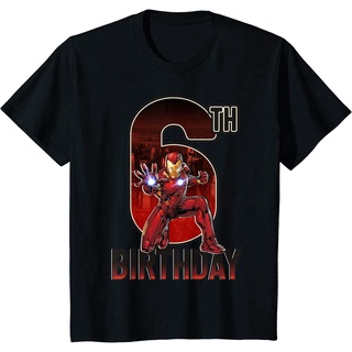 Tee เสื้อคนอ้วน เสื้อยืด ผ้าฝ้าย พิมพ์ลายกราฟฟิค Iron Man 6th Birthday Action Pose สําหรับผู้ชาย