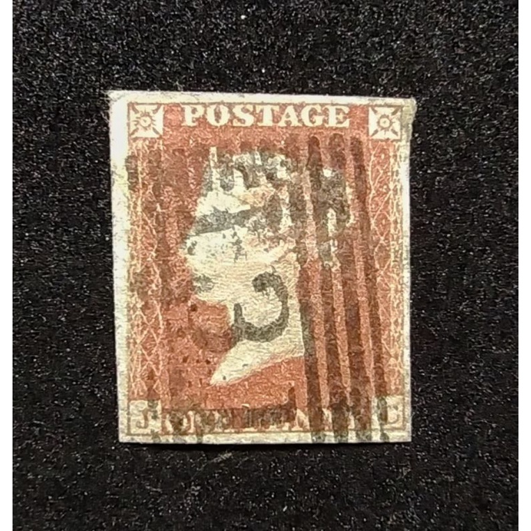 G652 Great Brittain QV 1d Penny Red 1841 SG8 ใช้ CAT 35 3 Margins