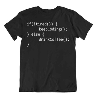 เสื้อยืด พิมพ์ลาย Keep Coding Drink Coffe Computer Code สําหรับผู้ชาย