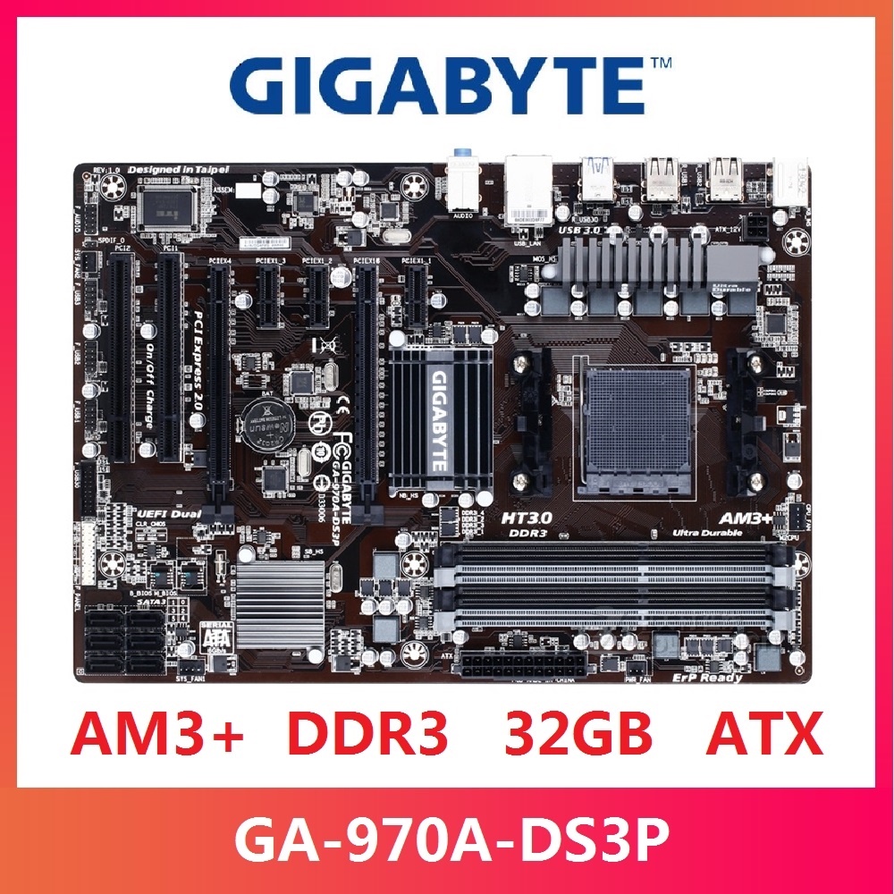 [อะไหล่คอมพิวเตอร์] เหมือนใหม่!! เมนบอร์ดซ็อกเก็ต AMD AM3+ Gigabyte GA-970A-DS3P