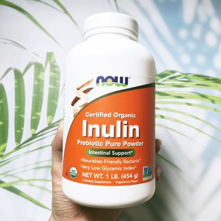 80% Sale!!! EXP:06/23 ผงอินนูลินบริสุทธิ์ ออแกนิค Certified Organic Inulin Prebiotic Pure Powder 1 lb 454 g (Now Food®)