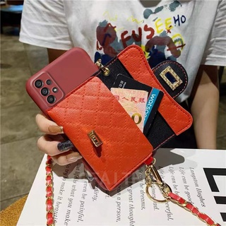 2022 เคสโทรศัพท Samsung Galaxy A53 A73 A13 A23 A33 M33 M23 A03s A03 4G 5G New Fashion Wallet Bag with Strap Lanyard Soft Case Back Cover เคส SamsungGalaxyA73