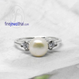 Finejewelthai แหวนมุก-แหวนเงิน-มุกแท้-แหวนประจำเดือนเกิด/ Pearl-Silver-Ring - R1317pl