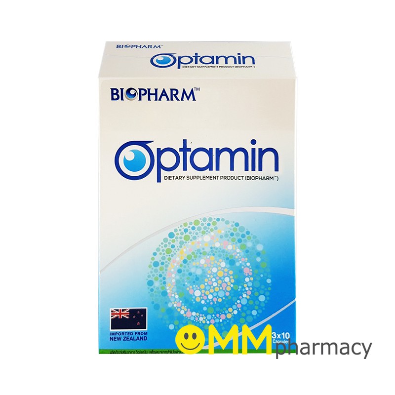 Optamin ผลิตภัณฑ์เสริมอาหารบำรุงสายตา 30 เม็ดกล่อง - mmpharmacy - ThaiPick