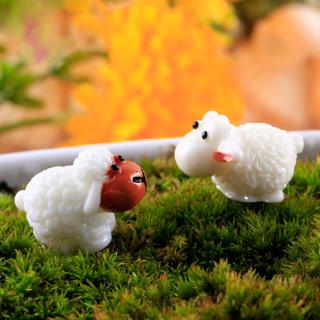 TO-GD Garden Ornament Sheep Couple Resin Figurine Craft Plant Pot Fairy DIY Decoration