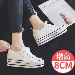 ผ้าใบเสริมส้น สูง8cm/3.2นิ้ว Sz.33-39 (ขาว,ดำ)**𝓟𝓻𝓮-𝓞𝓻𝓭𝓮𝓻 (IL191)