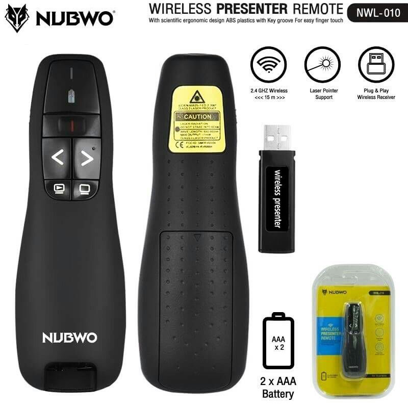 Nubwo NWL-010 Wireless Presenter Remote รีโมทพรีเซนต์ไร้สาย รีโมท 2.4Ghz 15M Laser Poiter