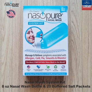 nasopure® Nasal Wash System Kit 8 oz Nasal Wash Bottle &amp; 20 Buffered Salt Packets อุปกรณ์ล้างจมูก หวัด ภูมิ แพ้ ไซ นัส