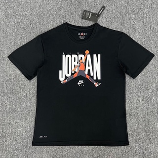 คอลูกเรือSPORTS STARเสื้อยืดลําลอง แขนสั้น พิมพ์ลาย Air Jordan AJ NBA Michael Jordan Air Slam Dunk โอเวอร์ไซซ์ แบบแห้งเร