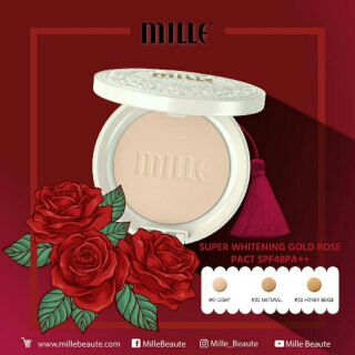 Mille มิลเล่ แป้งเค้ก Super Whitening Gold Rose Pact SPF48PA+++