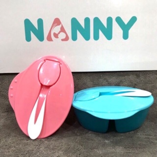 N105 ชามป้อนอาหาร แบ่งช่อง มีฝา+ช้อน Nanny แนนนี่