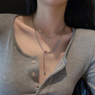 สร้อยคอหญิงฤดูใบไม้ผลิ/ฤดูร้อน ใหม่  หมูจมูกชุด Necklace female spring/summer 2021 new double-layer pig nose necklace