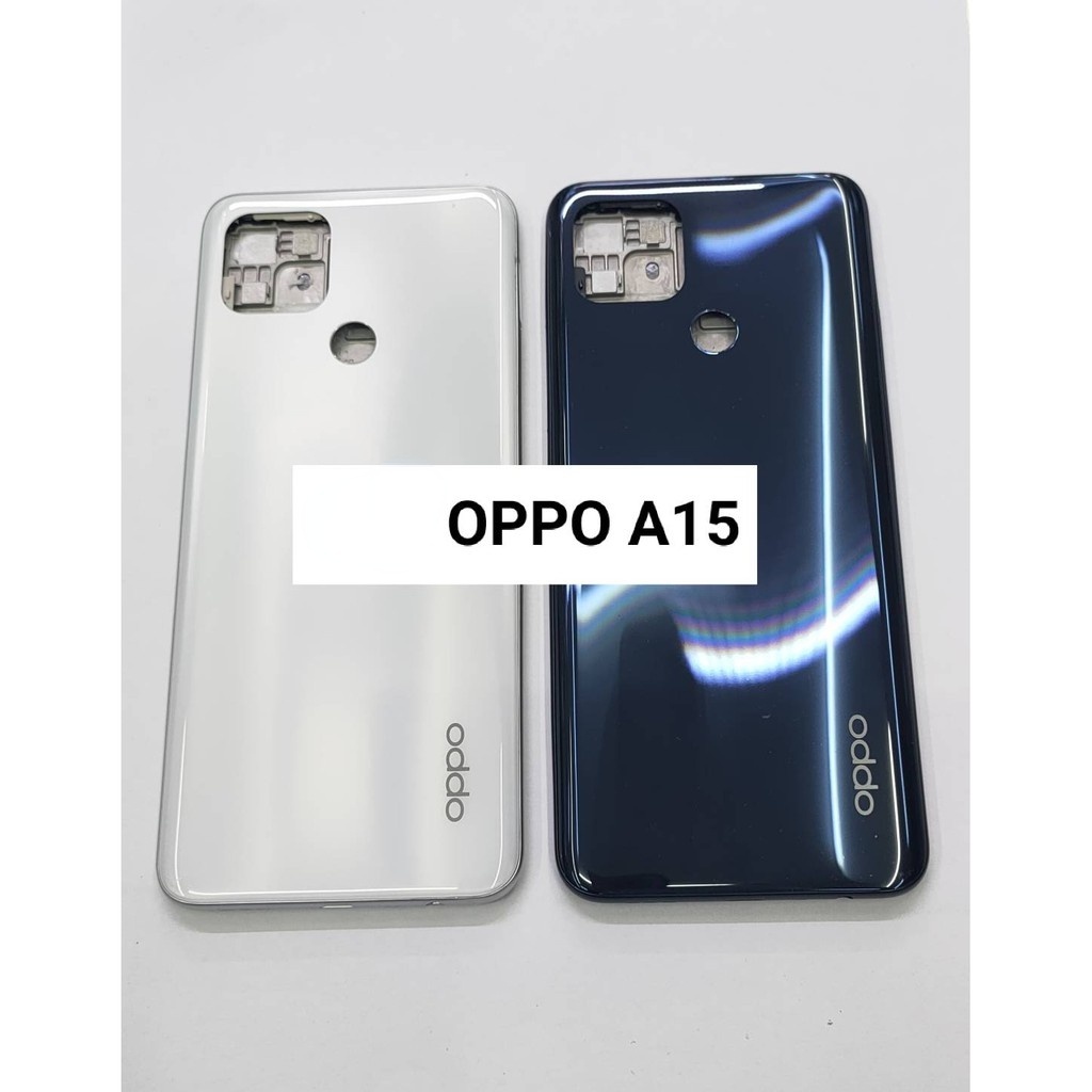 สําหรับ OPPO A15 ฝาครอบแบตเตอรี่พร้อมเลนส์กล้องกระจกด้านหลังด้านหลังประตูสําหรับเปลี่ยน