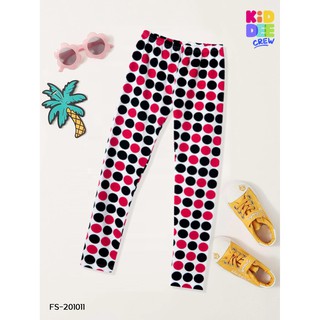 KiddeeCrew เลกกิ้งเด็กผู้หญิงสีครีม/ดำ/ชมพู Black and Red Polka Dot Legging  เหมาะสำหรับอายุ 1-10 ปี