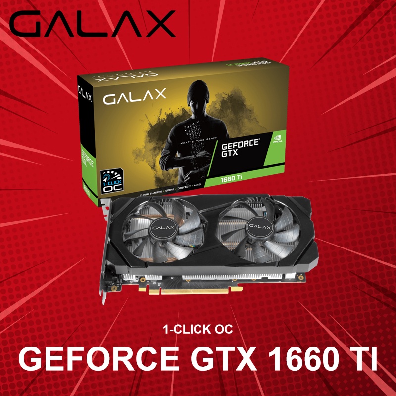 VGA (การ์ดแสดงผล) GALAX GeForce GTX 1660 Ti (1-Click OC) ประกันศูนย์ 3 ปี