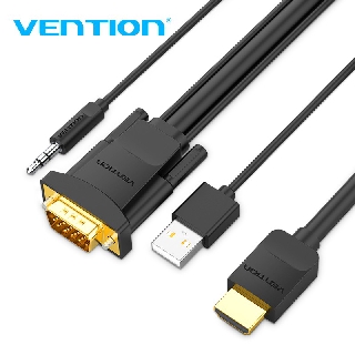 สายเคเบิล Vention HDMI ต่อสายเคเบิล VGA 1080P HDMI ตัวผู้ ต่อ VGA ตัวผู้ แปลงวิดีโอ สำหรับคอมพิวเตอร์ จอมอนิเตอร์ Raspberry Pi Roku และอื่น ๆ ABI