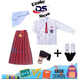 Seragam Sekolah SD Anak perempuan Merah putih BONUS Kerudung Sekolah