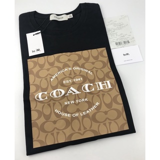 เสื้อยืดแขนสั้นลําลอง ผ้าฝ้าย พิมพ์ลายโลโก้ TEE COACHI ขนาดใหญ่ แฟชั่นคู่รัก สําหรับผู้ชาย และผู้หญิง