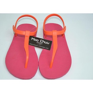 Moochuu : MC 04 sandal (พื้นชมพู สายส้ม)