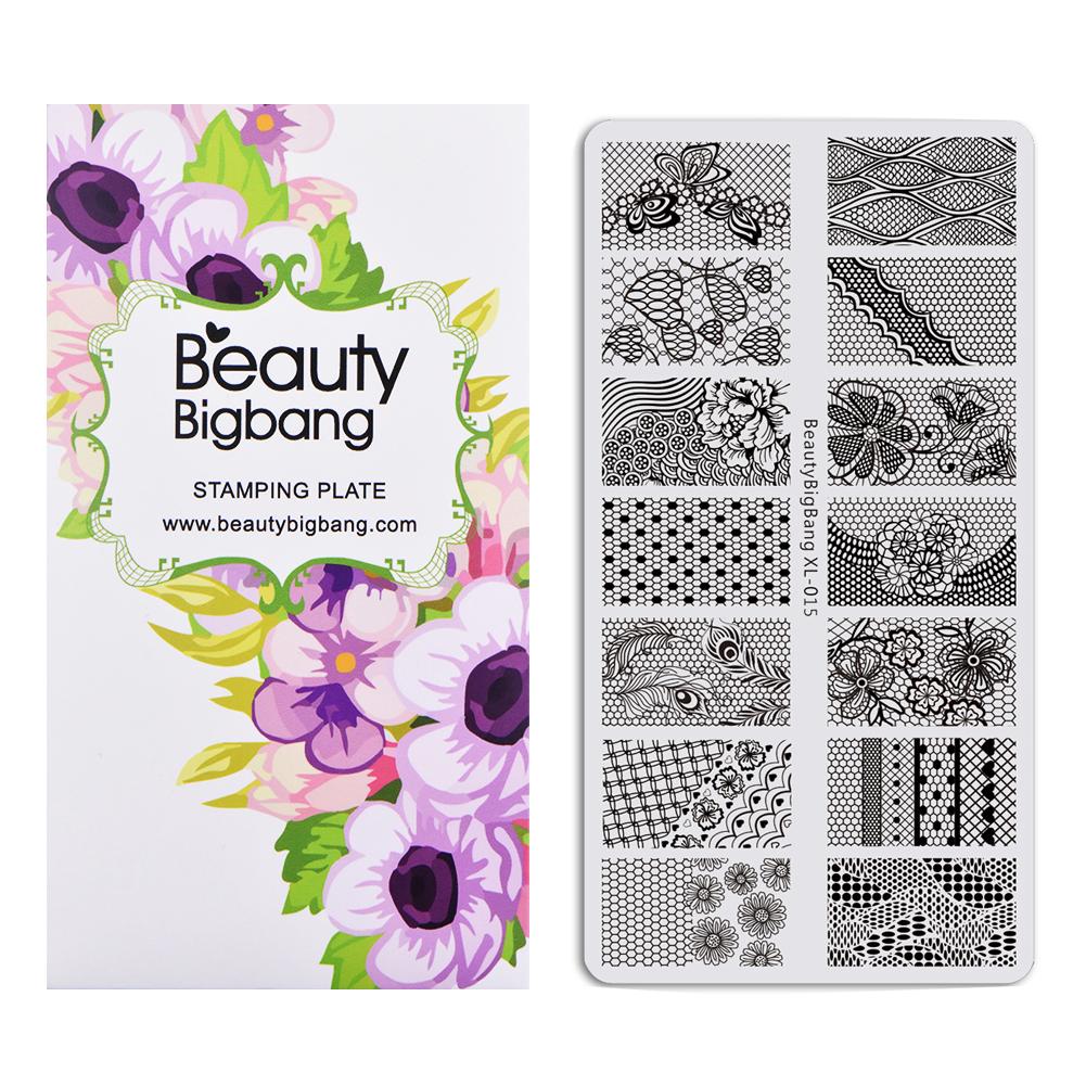 Beautybigbang xl-015 6*12cm Summer Flower Theme Lace Rectangle Nail Stamping Plate Floral Patterns