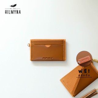 [สลักชื่อฟรี+พร้อมส่ง] HILMYNA - Card sleeve ซองนามบัตรหนัง แต่งผ้าแคนวาส