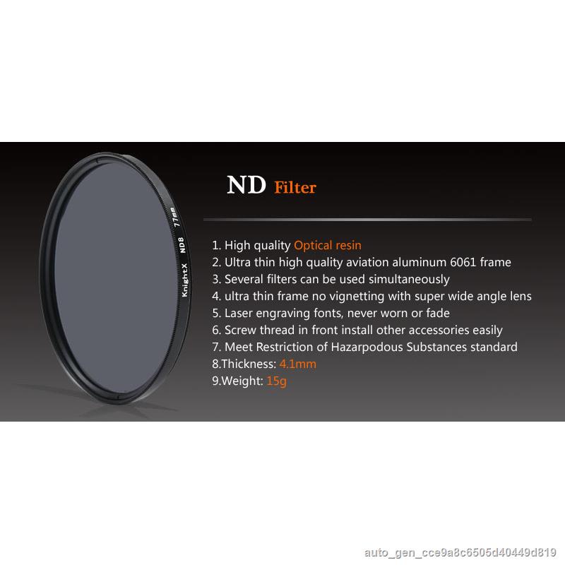 KnightX ND FILTER ND4 ND8 ND16 For canon nikon d80 700d light d5100 60d