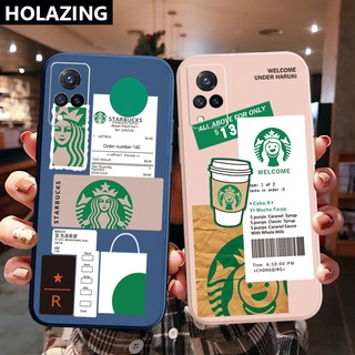 เคสโทรศัพท์มือถือ ขอบสี่เหลี่ยม ลาย Starbucks สําหรับ VIVO Y12S Y12A Y50 Y30i Y20 Y20i Y3S Y15 Y17 Y95