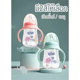 🥇ขวดนมหัดดูดกันสำลัก 1 ขวดแถมฟรีฝา 2 แบบได้ทั้งจุกนมและหลอดน้ำ แก้วหัดดื่มนอนดูดได้ 360 องศา