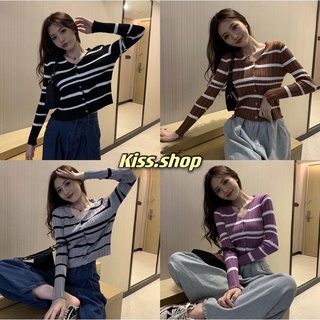 🌈พร้อมส่ง🌈เสื้อไหมพรมแขนยาวมีกระดุมหน้ายืดได้เยอะมาก(F835)