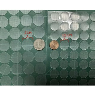 ตีนตุ๊กแก วงกลม มีกาวในตัว 1.5 / 2 / 2.5 cm. แบบใส (ขนขาว+หนามใส)