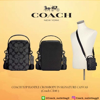 COACH TOP HANDLE CROSSBODY IN SIGNATURE CANVAS ( coach c3146 )