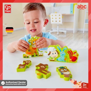 Hape ของเล่นไม้ ปริศนา ขบวนสัตว์ในฟาร์มและตัวเลข Numbers &amp; Farm Animals ของเล่นเสริมพัฒนาการ 3 ขวบ ขึ้นไป