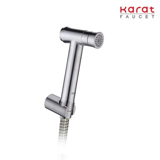 Karat Faucet ชุดฉีดชำระสแตนเลสแบบปุ่มกด ปรับน้ำ 2 ระดับ พร้อมสายและขอแขวน รุ่น KA-17-345-63