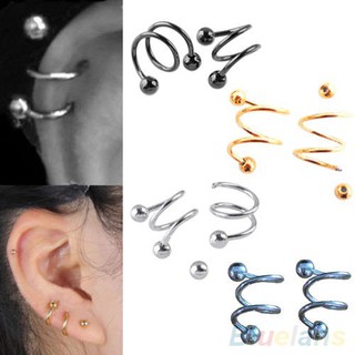 Punk Stainless Steel Spiral Helix Ear Stud Lip Nose Ring Body Piercing