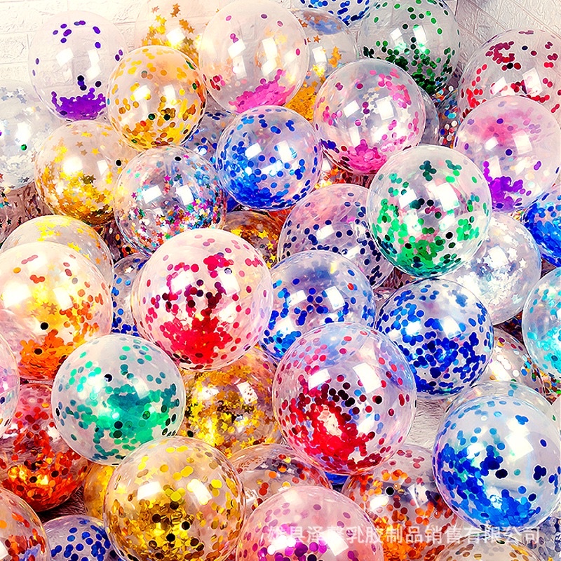 ลูกโป่งกลิตเตอร์ใส ลูกโป่งแฟนซีตกแต่ง 12 นิ้ว ใช้งานตกแต่งงานวันเกิด
