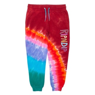 SLUM LTD - RIPNDIP OG Prisma Embroidered Sweatpants Red Tie Dye