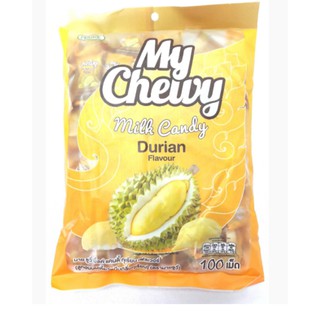 ลูกอม มาย ชูวี่ มิลค์ แคนดี้ ทุเรียน เฟลเวอร์ 100 เม็ด 360 g.My Chewy Milk Candy Durian Flavor 100 tablets 360 g.