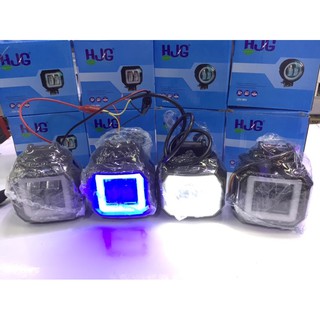 ไฟสปอตไลท์มอเตอร์ไซค์ หลอดไฟสปอตไลท์มอเตอร์ไซค์ 20watt เลนส์ 4D บอดี้ เหลี่ยม วงแหวน น้ำเงิน ,วงแหวน ขาว (ขายเป็นคู่)