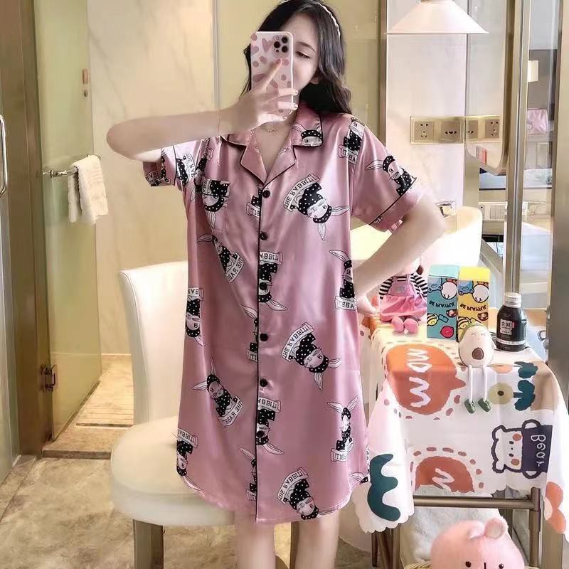 ⚡⚡ชุดนอน​ราคาถุก​ ชุด​นอน​ซาติน​ ชุดนอนกระโปรง​ สินค้า​พร้อม​ส่ง​