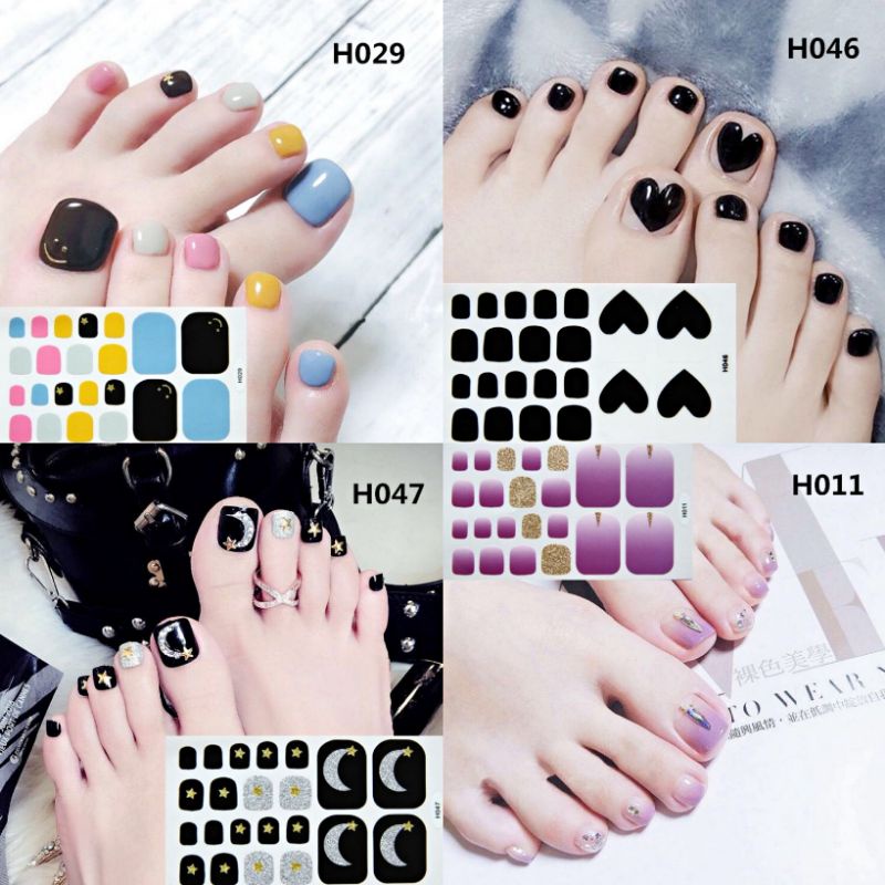 พร้อมส่ง สติ๊กเกอร์ติดเล็บเท้าลายสวย สติ๊กเกอร์ติดเล็บแฟชั่น nail stickers