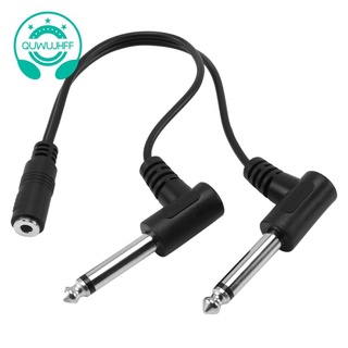 3.5mm Mini 1/8 inch TRS Stereo Female Jack to Dual 1/4 6.35mm Male Plug Mono TS Right Angle Audio Adapter Y Splitter Cable