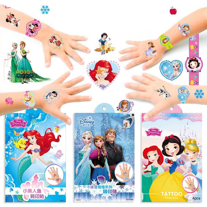สติกเกอร์รอยสัก ลายการ์ตูนดิสนีย์เจ้าหญิง Frozen Unicorn Sophia McQueen Racing Car สําหรับเด็กผู้ชาย และเด็กผู้หญิง