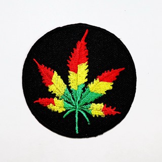 [ ตัวรีดติดเสื้อ ลาย ใบกัญชา รูปกัญชา ธง เร็กเก ] Reggae Ganja Patch งานปัก DIY ตัวรีด เสื้อผ้า กระเป๋า อาร์ม เท่ๆ แนวๆ