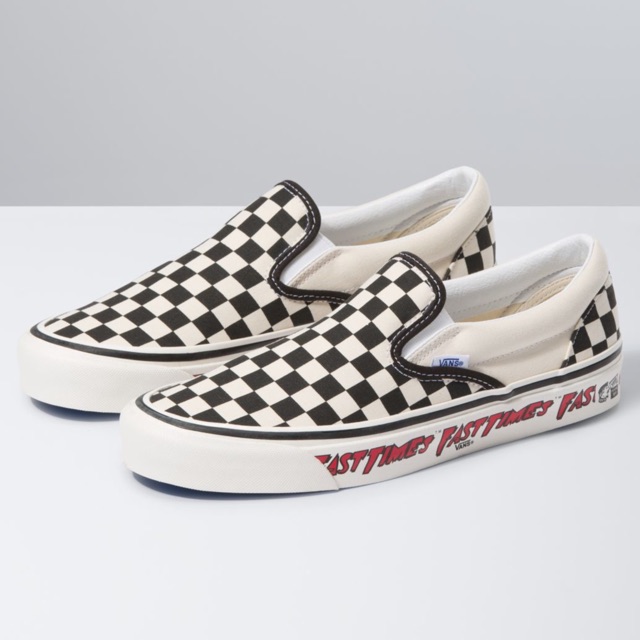 vans slip on checkerboard fast times