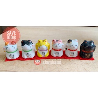 แมวกวักนำโชค Shiawase neko 2.5cm เซ้ท 6 ตัว ของแท้ตรงปก made in Japan 🇯🇵