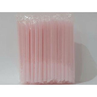 หลอดชานมไข่มุก  หลอดมุก/ สีชมพู บรรจุห่อละ100 เส้น (5 แพ็ค 225 บาท )