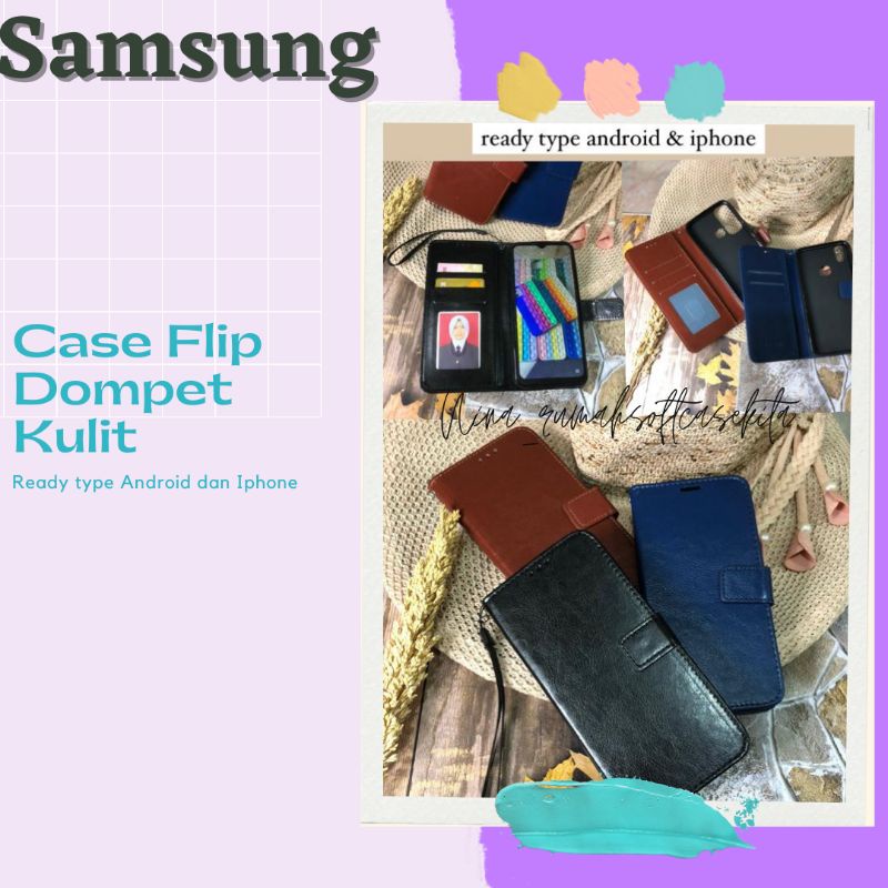 FLIP WALLET LEATHER CASE SAMSUNG A16 A06 A05 A05S A04 AA14 A14E J1 ACE J2 PRIME A32 A52 A72 A11 A12 