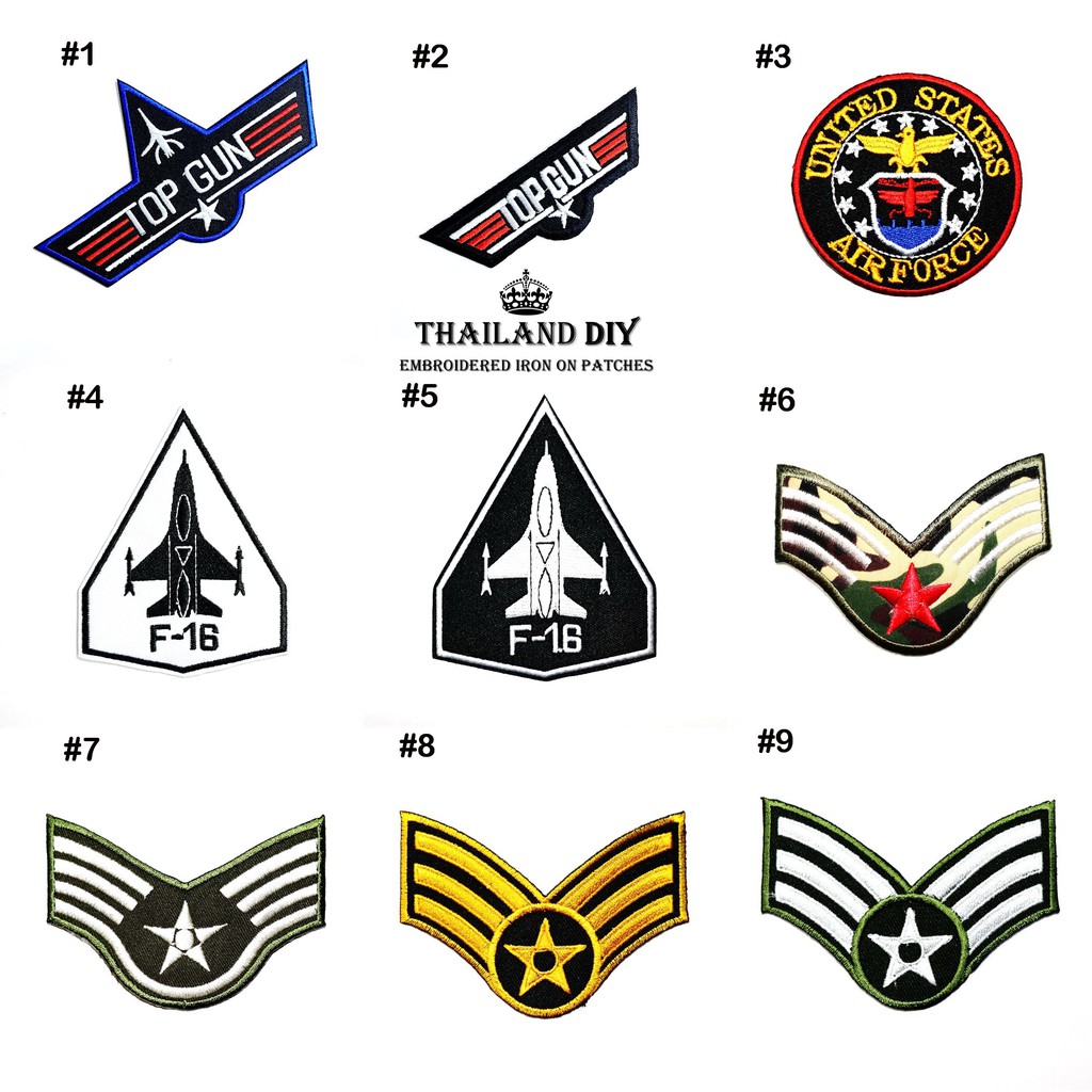 ตัวรีดติดเสื้อ ชุดนักบิน Topgun ยศทหาร นักบินทหารอากาศ Top Gun Patch wop งานปัก DIY ตัวรีด อาร์ม ติด