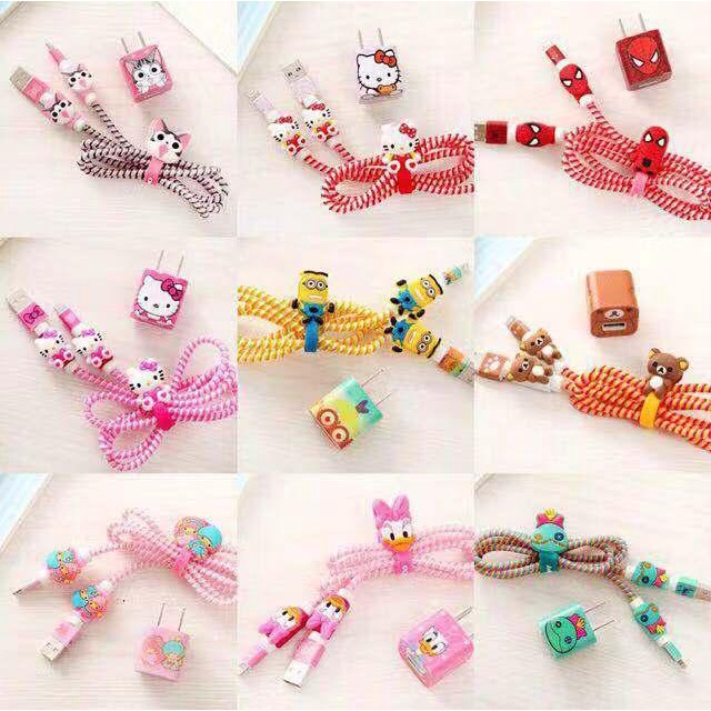🔥โค้ดINC99LLE ลด70 บาท🔥พร้อมส่ง️ชุดแต่งสายชาร์จลายการ์ตูน ชุดถนอมสายชาร์จการ์ตูนน่ารักๆพร้อมส่งจากไทย
