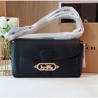 👑ผ่อน0%~แท้100%👑 COACH JADE SHOULDER BAG F91105  วัสดุหนังวัวแท้ๆ ทั้งใบ สีดำล้วน